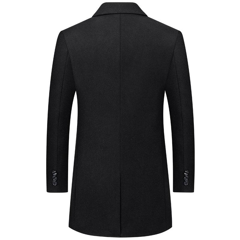 Men Autumn and Winter Solid Color Long Woolen Jacket Business Casual Windbreaker Men Clothing