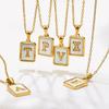 E.B.belle Minimalist Mother of Pearl Shell Stainless Steel Tarnish Free Initial Necklace Gold Plated Letter Necklace for Women