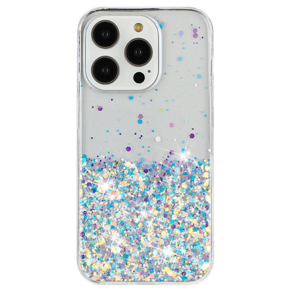 For iPhone 16 Pro Case Sparkle Sequins Luminous Epoxy TPU Phone Cover