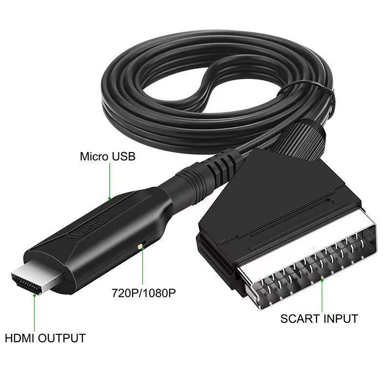 

Кабель-конвертер SCART в HDMI Конвертер видео и аудио Адаптер Scart вход HDMI выход Поддержка 720P/1080P Переключатель для HDTV DVD