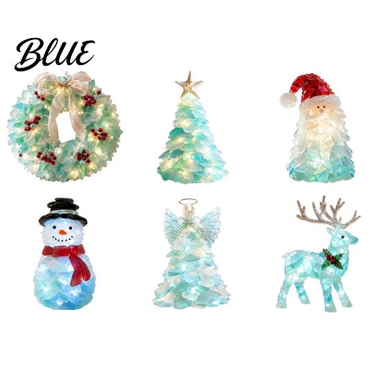 Handmade Christmas Figurine Table Decor Snowman Reindeer Kit Santa DIY Lighted Wreath Tree Decor Xmas