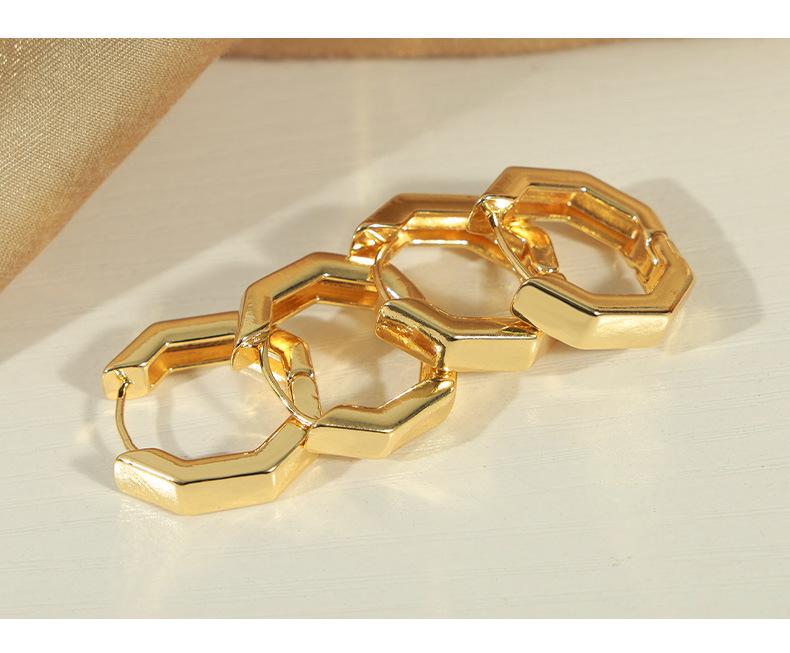 18K Gold Plated Geometric Polygon Earrings - Elegant & Versatile Design