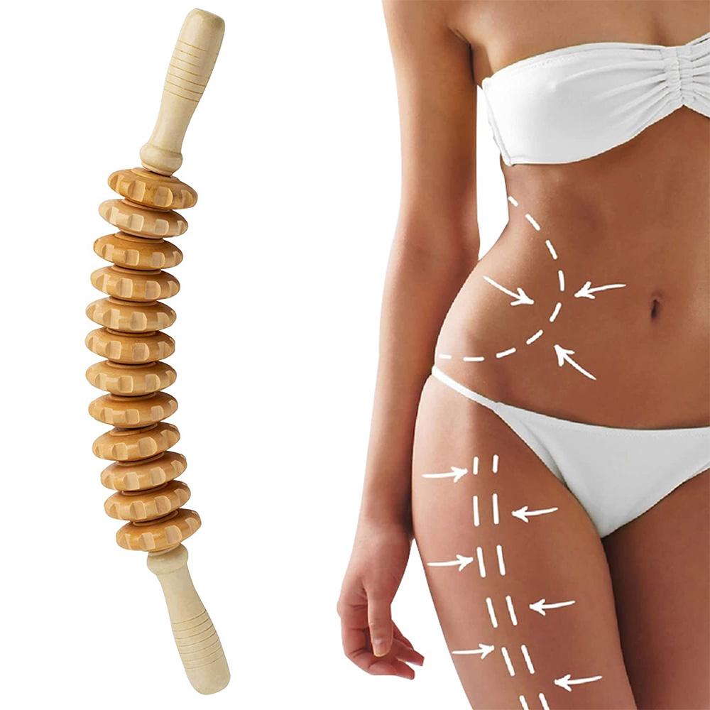 Curved Wood Massage Roller Stick for Lymphatic Drainage Anti Cellulite Wood Therapy Maderoterapia Colombiana Massager