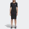 adidas Originals 3-Streifen Kleid Mit Logo-Print Sport Slim Fit Atmungsaktiv Rundhals Kurzarm Kleid Damenkleider Schwarz CY4748