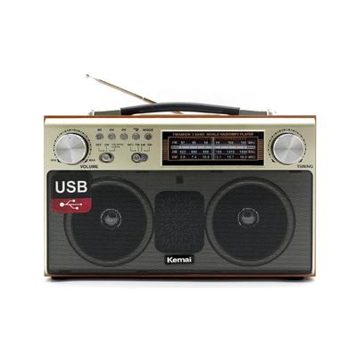 Portable Wireless Bluetooth Speaker Radio Hifi Sound Quality Rechargeable with Color Lights Desktop Retro Wooden Radio AUX