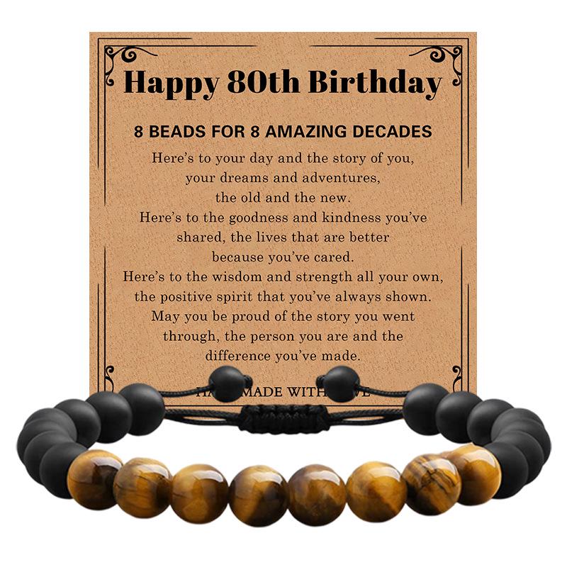 Milestone Birthday Gift: Tiger Eye & Frosted Stone Woven Bracelet