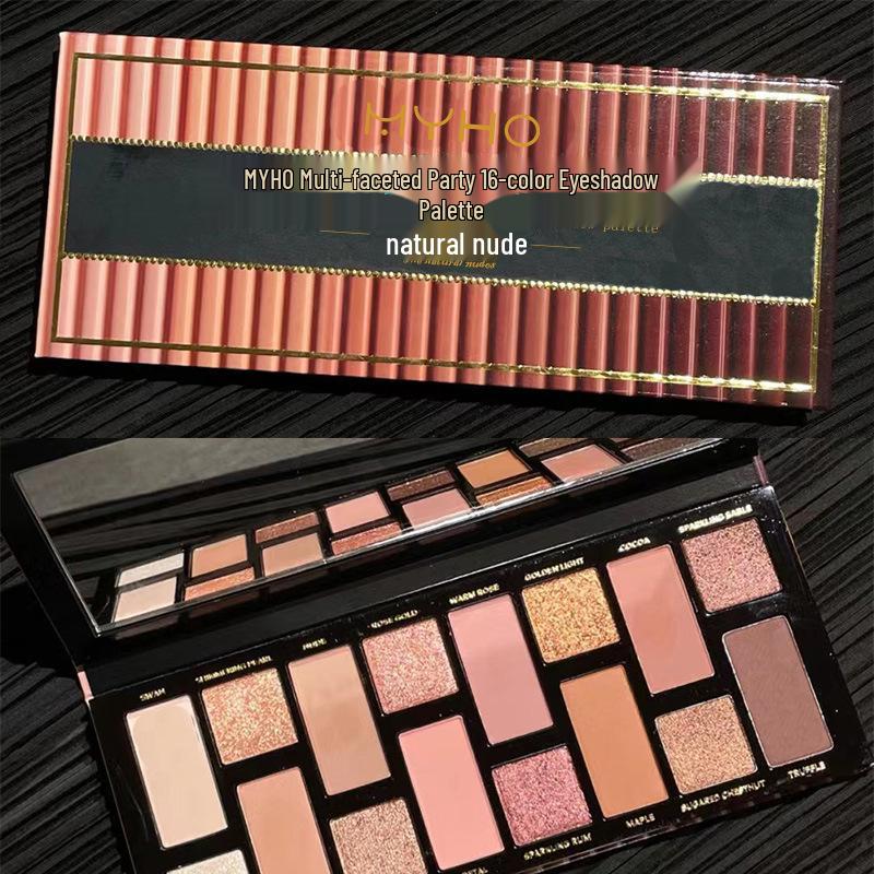 Palette de Fards à Paupières MYHO 16 Couleurs Irisées & Mattes - Tons Terre et Inspirée des Célébrités pour Débutants & Étudiants