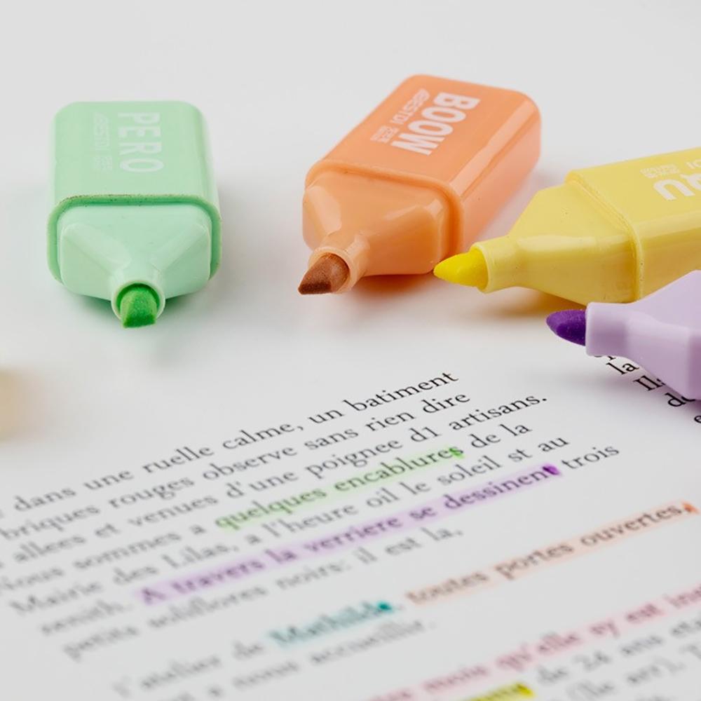 4/5/6 Pcs Kawaii Bear Highlighter Pens Cute Stationery Markers Oblique Tip Candy Color Fluorescent Pastel Pen School Supplies