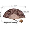 Hand Fan Bamboo Leopard Printed Folding Fan Cotton For Party Wedding Gift with Fan Cover