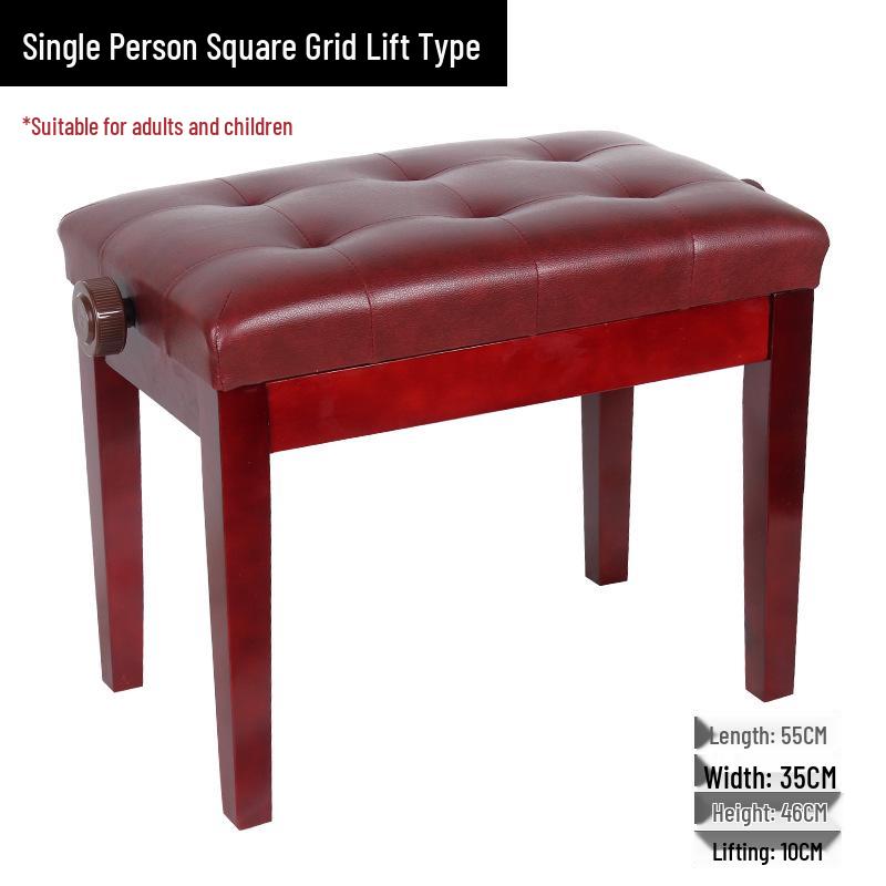 Solid Wood Adjustable Piano & Guitar Stool for One or Two People