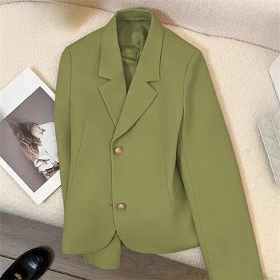 Blazer Feminino para Primavera Branco Curto para Baixas Estaturas Magro Temperamento Casual Estilo para Ir ao Trabalho Top Feminino Jaquetas e Casacos Femininos