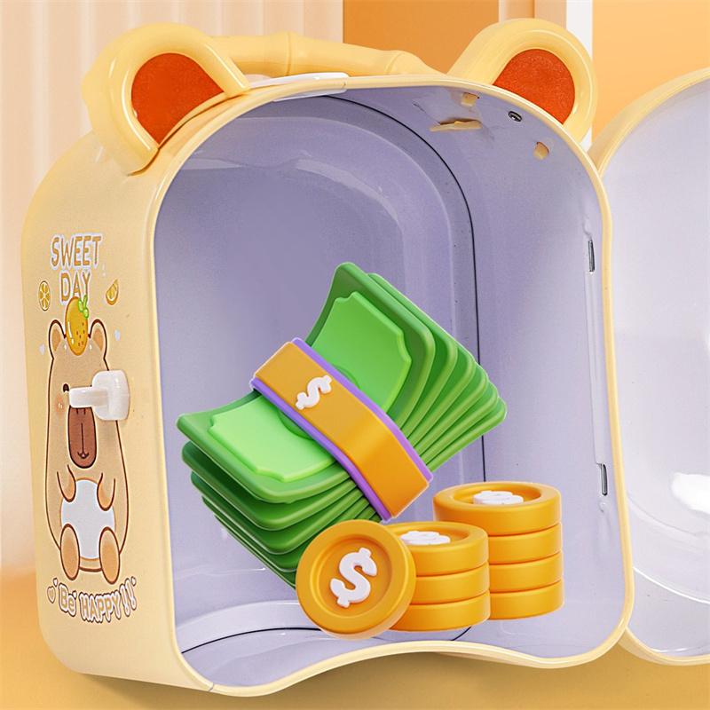Capybara Piggy Bank, Cute & Lockable Metal Storage Box For Kids & Students, Cute Animal Desktop Ornament Decoration