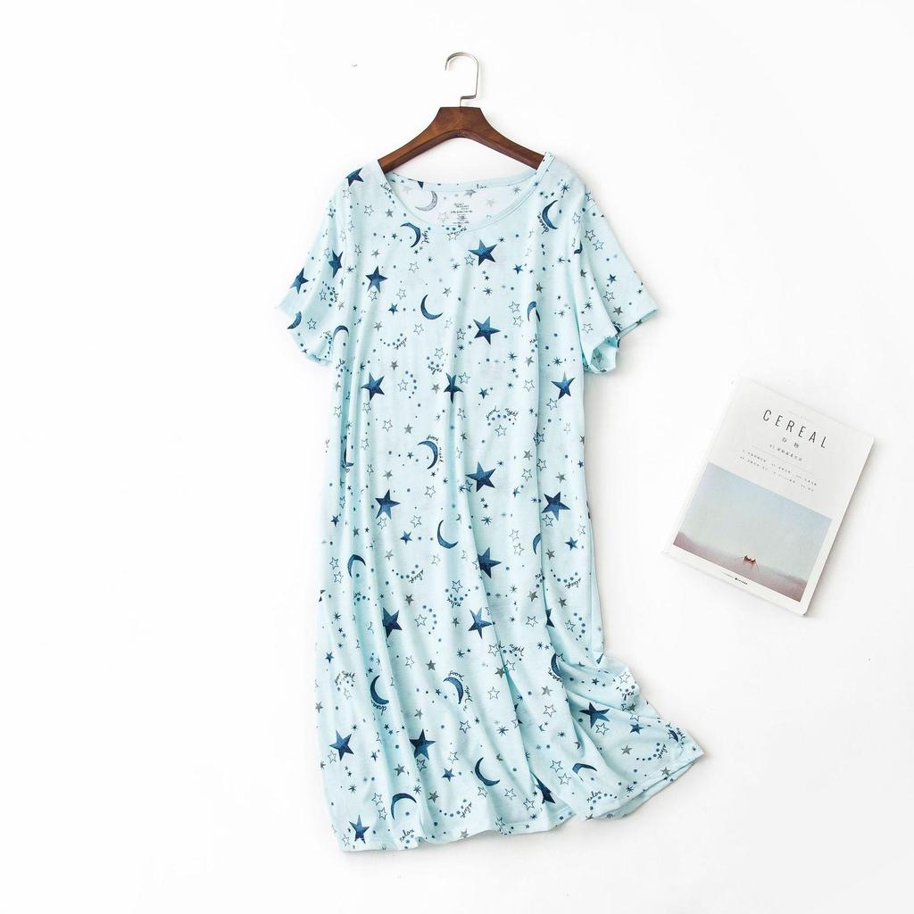 Plus size Estate Donna Camicia da notte Manica corta Simpatico cartone animato pigiameria dolce O Collo Camicie da notte Pigiama Pigiama da donna in cotone
