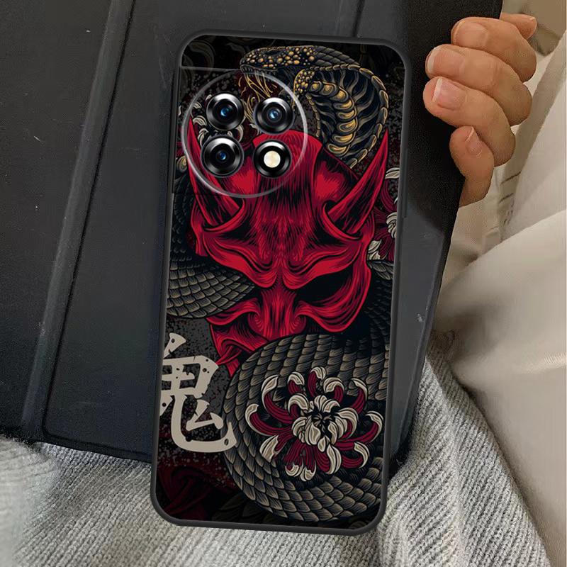 Samurai Oni Mask Case For OnePlus 11 10 9 8 Ace Pro 11R 9RT 10T 8T OnePlus Nord N20 N10 2T CE 2 Lite Cover