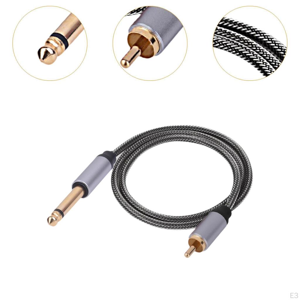 6.35mm Male TS To RCA Audio Adapter Cable for Amplifier Connection