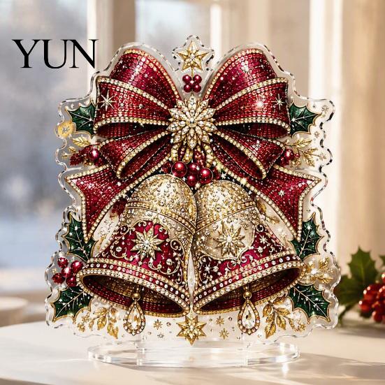 Seasonal Home Table Decorations Christmas Faux Diamond Painting Tabletop Ornaments, Beginner-Friendly DIY Acrylic Rhinestone Art Decorative