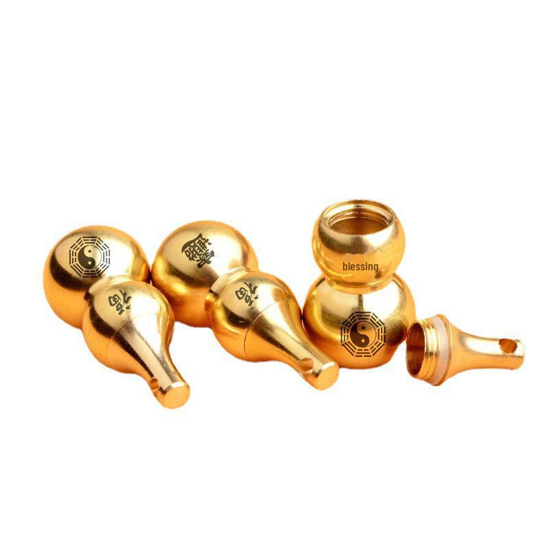 Schlüsselanhänger aus Messing mit Sternzeichen-Kürbis, acht Trigrammen und Segensgravur