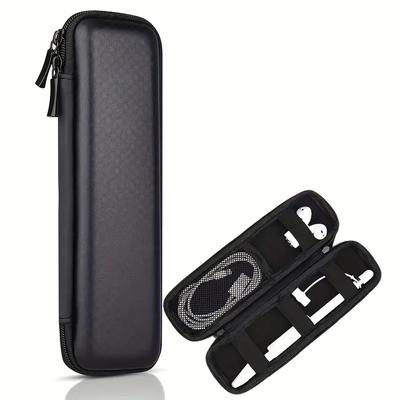 Étui Rigide Noir en EVA pour Stylet, Porte-Crayon, Organisateur de Rangement en Maille pour Écouteurs, Étui à Crayon à Fermeture Éclair, Fournitures Scolaires