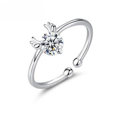 S925 Sterling Silver Yilu Has Your Antlers Ring Simple Opening All-Match Earrings