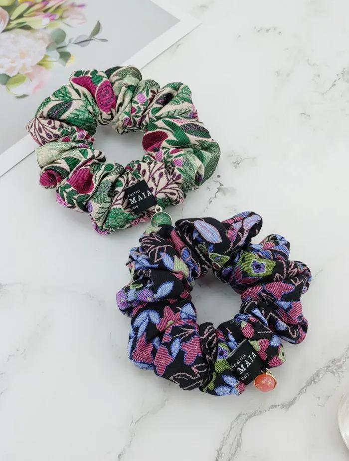 Maia Rose Jacquard Scrunchie - Purple