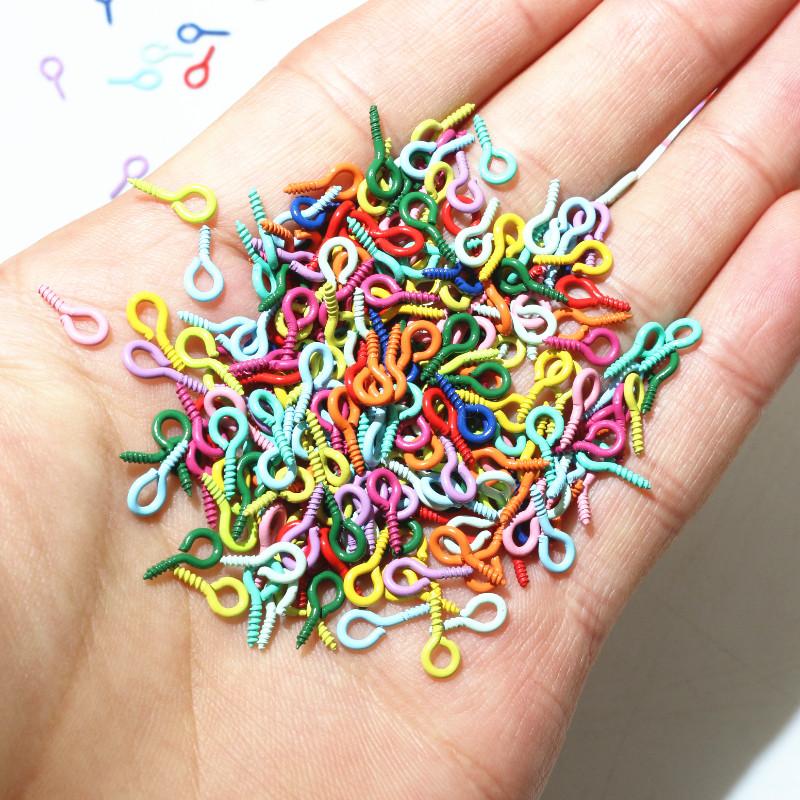 200Pcs/lot 8*4mm Colorful Small Tiny Mini Eye Pins Eyepins Hooks Eyelets Screw For DIY Jewelry Making Supplies Accessories