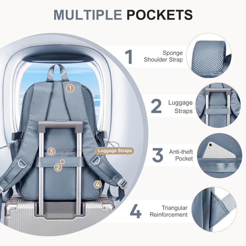 Unisex Lightweight Students School Backpack, Large Capacity Multiple Compartments College Laptop Travel Backpack, Teens Bookbag