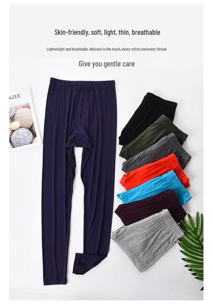 Men's V-Neck Thermal Underwear Set: Modal, Cotton, Wool - Slim Fit, Plus Size Top & Bottoms for Autumn