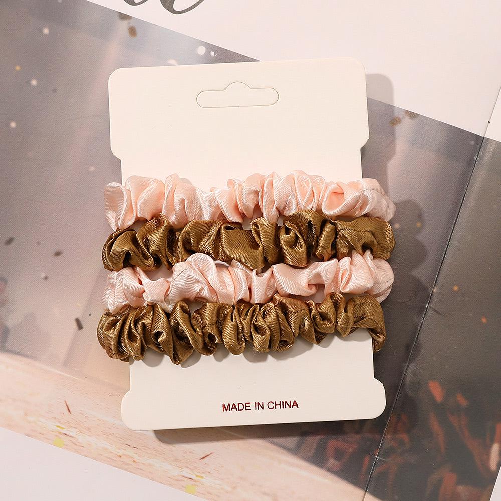 Cross-border Satin Hair Tie & Headband Set - Pig Intestine Style, Simple Ponytail, Leather Bun Tie