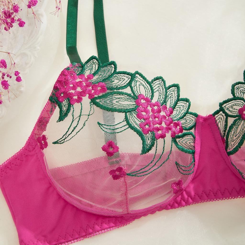 European and American interest embroidery sexy hot interest perspective underwear set