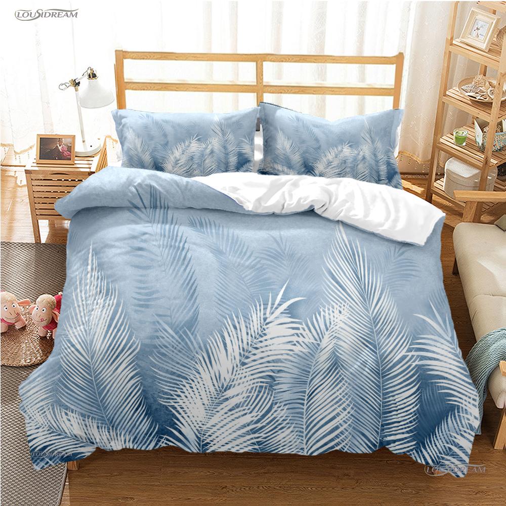 Tropical Leaf Fashon Duve All Season Duvet Cover Comforter Bedding Set Soft Quilt Cover and Pillowcases Single/Double/Queen/King