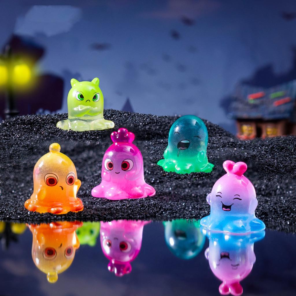 5pcs Cute Creative Little Octopus Rainbow Monster Model Doll House Resin DIY Decoration Desktop Car Ornaments Toys Gift