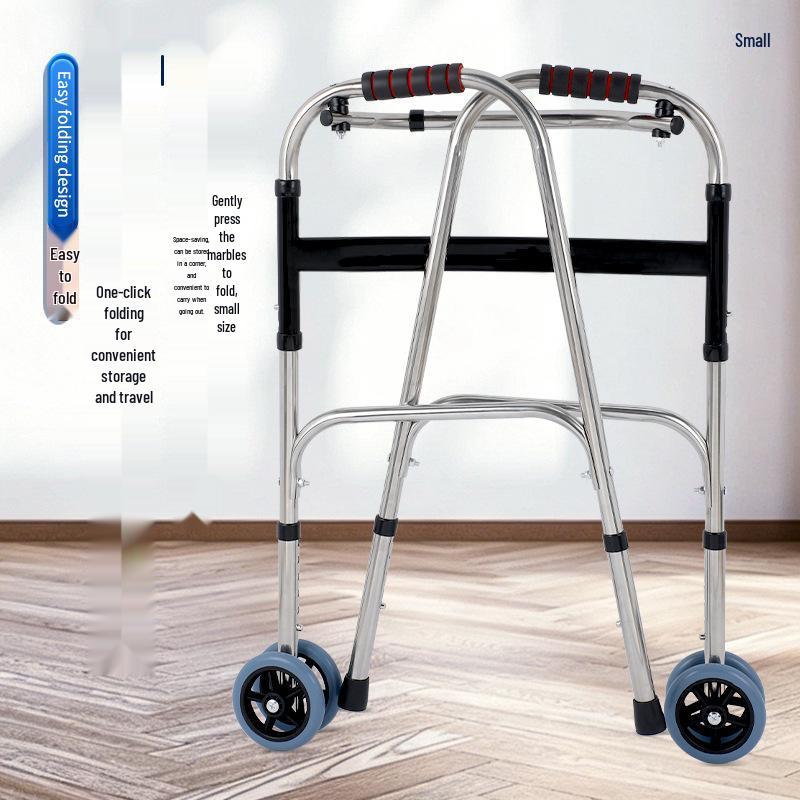 Folding Stainless Steel Walker & Cane Aid for Elderly