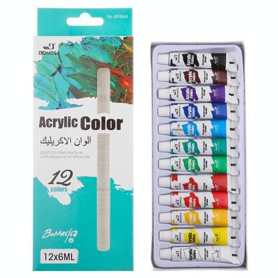 Set di Pigmenti Acrilici ad Olio e Gouache per Acquerelli a 12 Colori, 6/12 ml - Ideale per Pittura su Tessuti