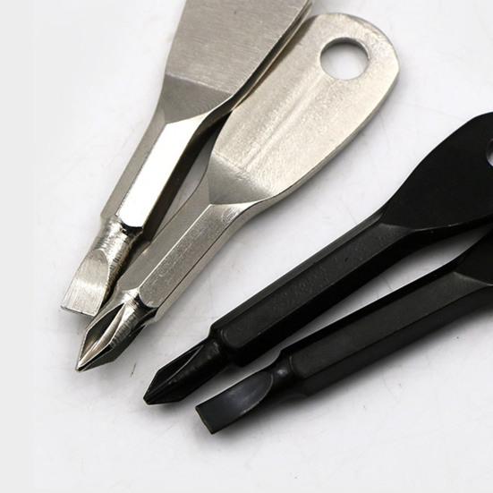 Screwdriver Keychain Mini Chrome Vanadium Alloy Steel Hand Tool Slotted/Phillips Screwdriver Key Ring for Outdoor