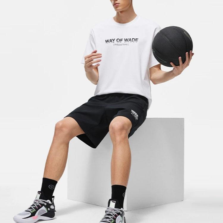 Li-Ning Wade Series Letter Print Drawstring Antibacterial Loose Casual Shorts Men Bottoms Black AKST319-1