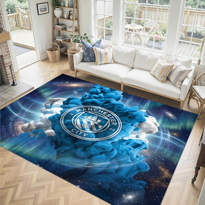 Manchester City Design Crystal Velvet Carpet Cozy Non?Slip Printed Rug For Bedroom Living Room Entrance