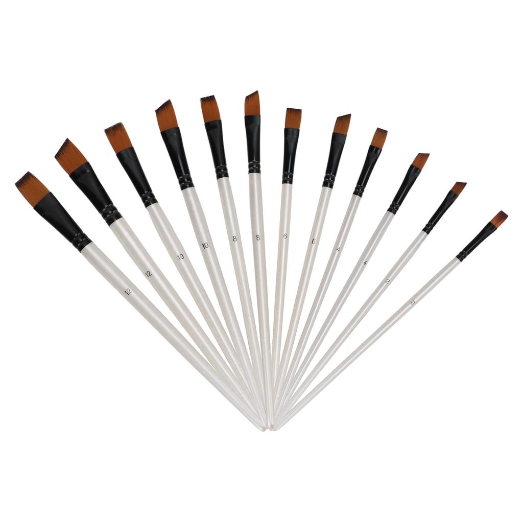 12 Stück Pinselset Perlmuttweiß Stiel Zweifarbiges Nylon Aquarellfarbe Ölfarbe Pinsel Geschenk