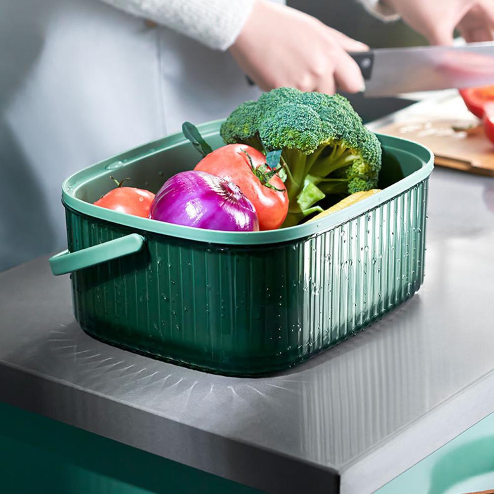 2-in-1 Kitchen Washing Basket For Fruit Vegetable PP Large Sieve Bowl Sets