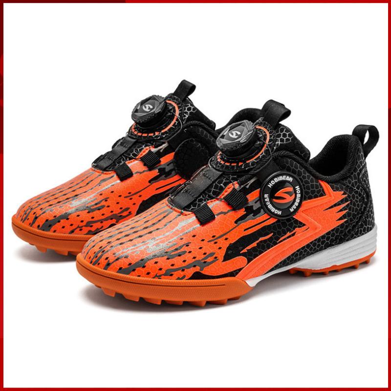 Orange Children's Quick Knob Football Shoes Size 33-41 Kids Non-slip Soccer Society Training Boots Ultralight Sports Shoes