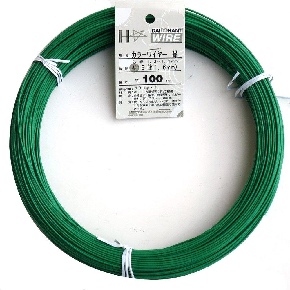 

DAIDOHANT Wire Color Wire Green mm x 100m 54015 [Вінілове покриття] (Зелений) [Товщина] №16 (1.6 [Довжина] зелений