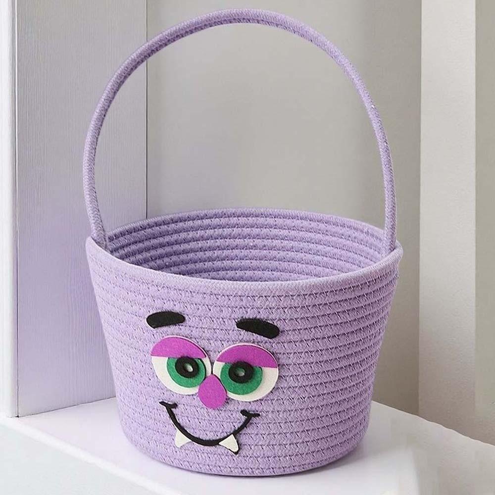 Braided Pumpkin Candy Bucket Orange Trick Treat Tote Kids Gift Hamper Woven Storage Pouch Teachers