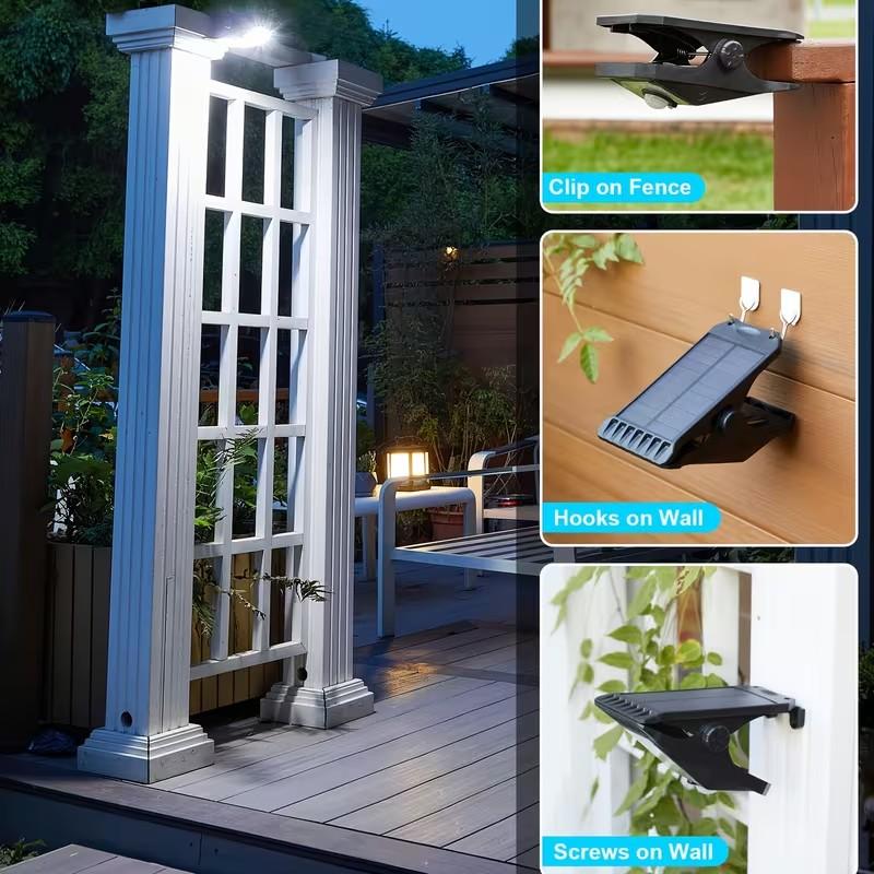 Ultra-Bright Solar Outdoor Light Solar Clip-On Light, Garden Light with Motion Sensor, Adjustable Brightness and Angle, 3 Modes