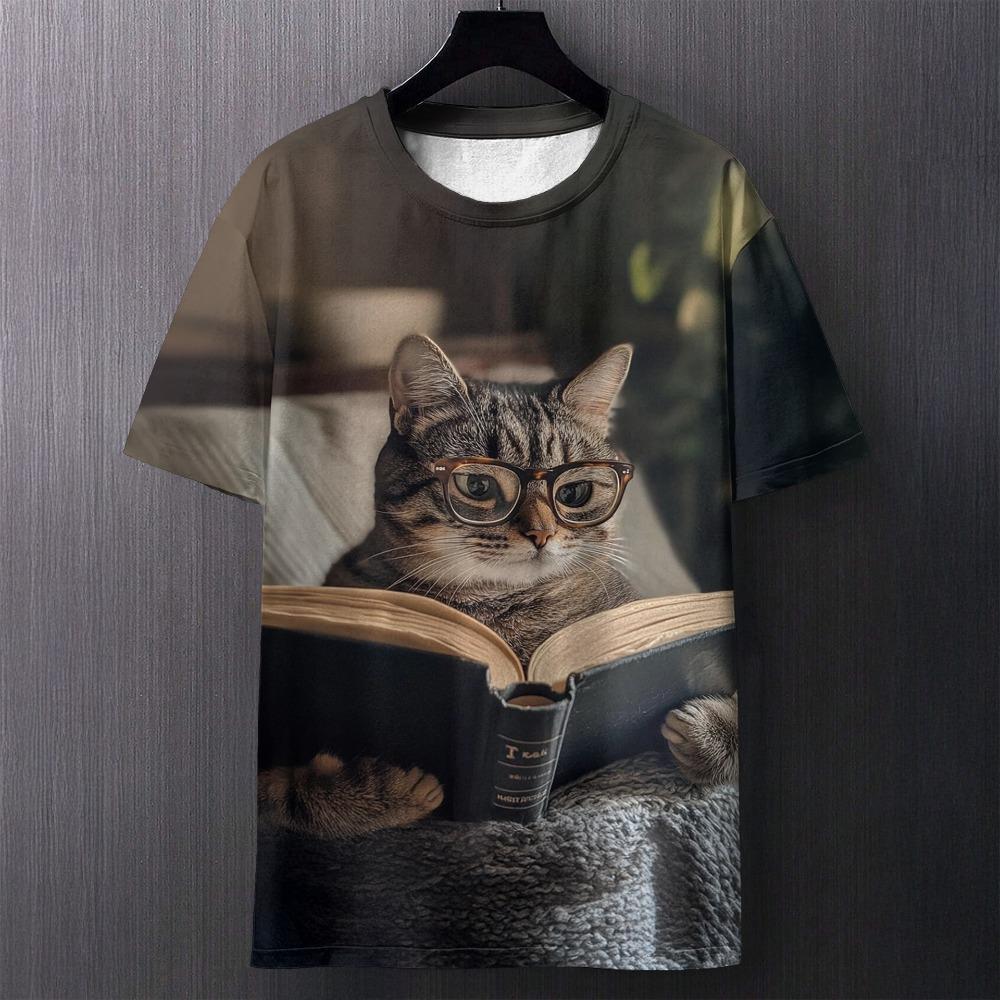 3D T-shirt Men's Cat Printed Comfortable Short Sleeved Comfortable Versatile T-shirts Fashionable