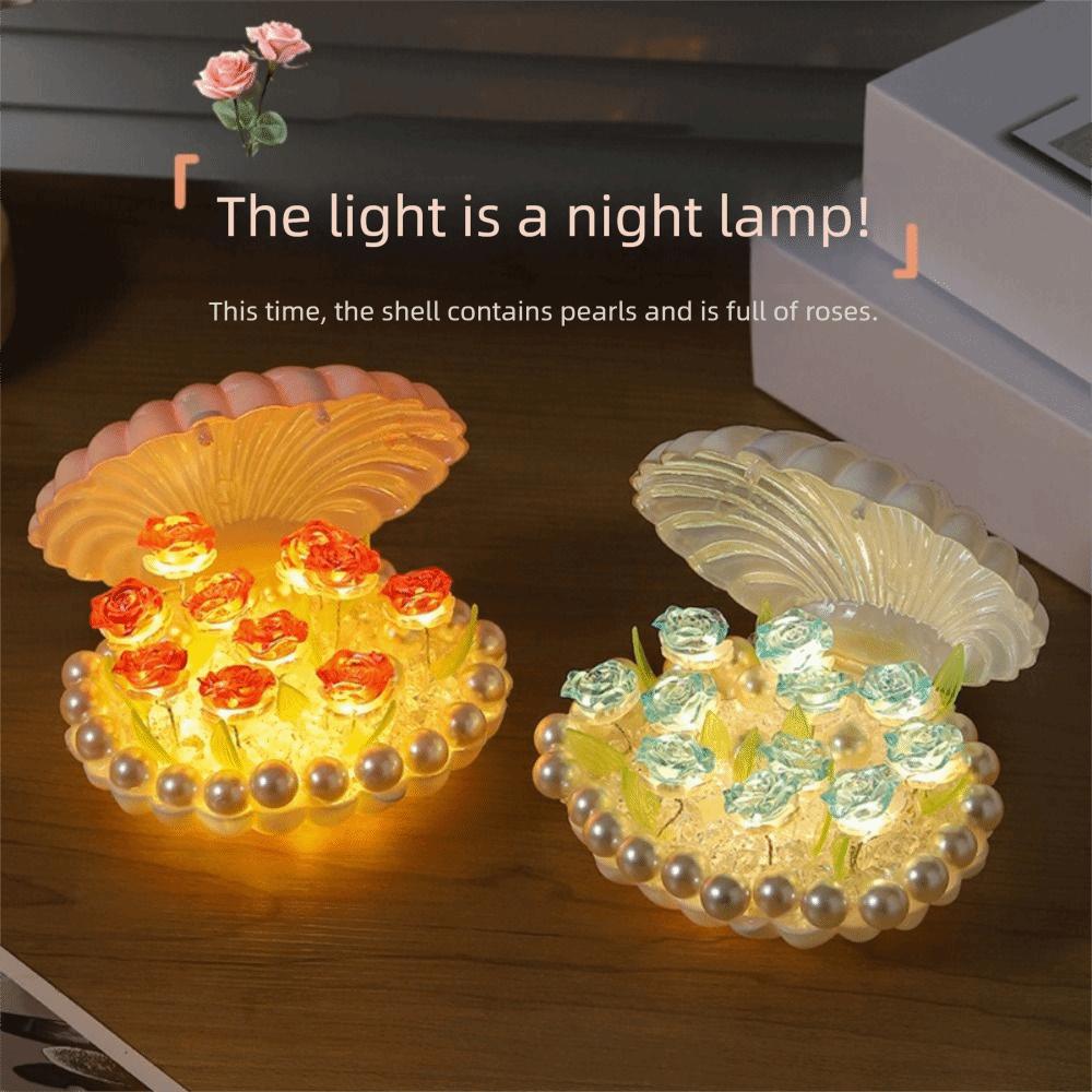 Warm Light Shell Night Light DIY Shell Table Lamp Decorative Light Flower Lamp  Bedroom Decor