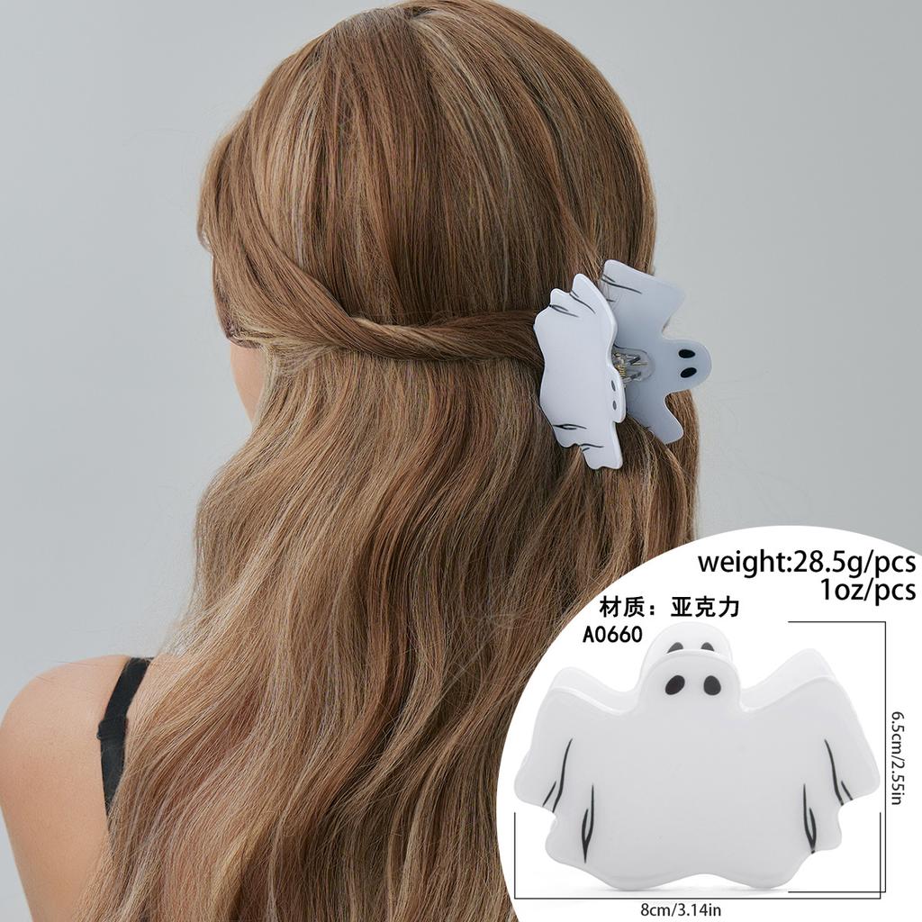 Funny Halloween Pumpkin Butterfly Grab Clip, Ghost Acrylic Spider Web Disc Hair Hairpin Head Jewelry