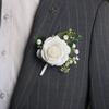 Suit Corsage Wedding Wristlet Band with Faux Pearl Embellished Simulated Roses Bride Groom Romantic Floral Accessories Prom Decoration