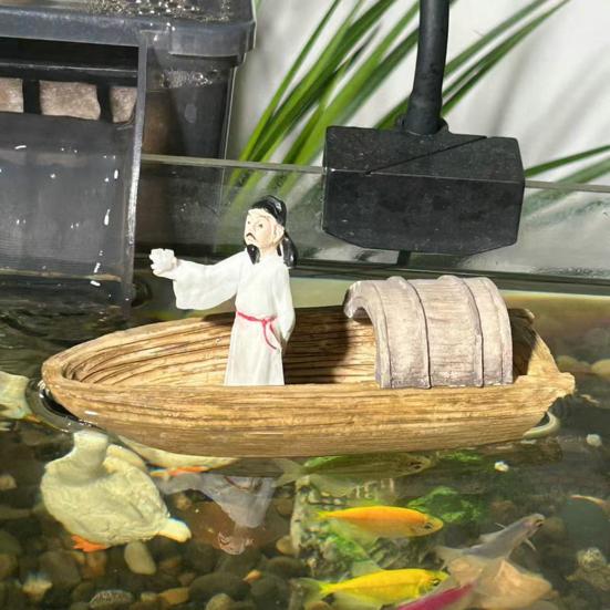 Akvárium Plovoucí Loď Ozdoba Retro Čínský Básník Li Bai Figurka Miniatura Socha Starověkého Básníka pro Akvárium Mikro Krajiny Dekorace