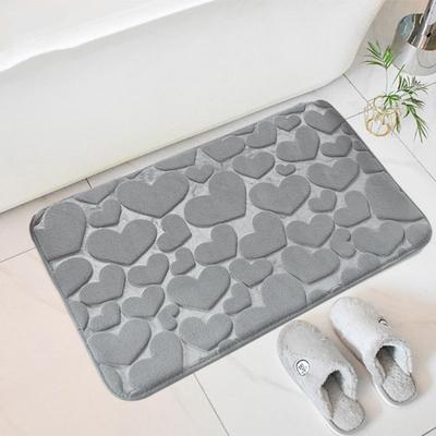 Badezimmermatte mit herzförmiger Gravur, rutschfeste Badteppiche im Waschbecken, Badewannen-Seitenbodenteppich, Duschraum-Fußmatte, Memory Foam 3D-Pad
