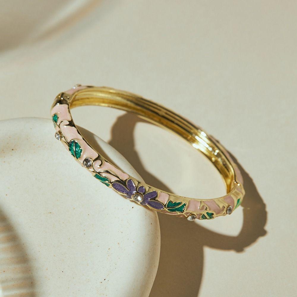 Emaliowana Vintage Bransoletka Cloisonne Tradycyjna Damska Bransoletka na Rękę Rękodzieło Kwiatowa Bransoletka Dziewczęta