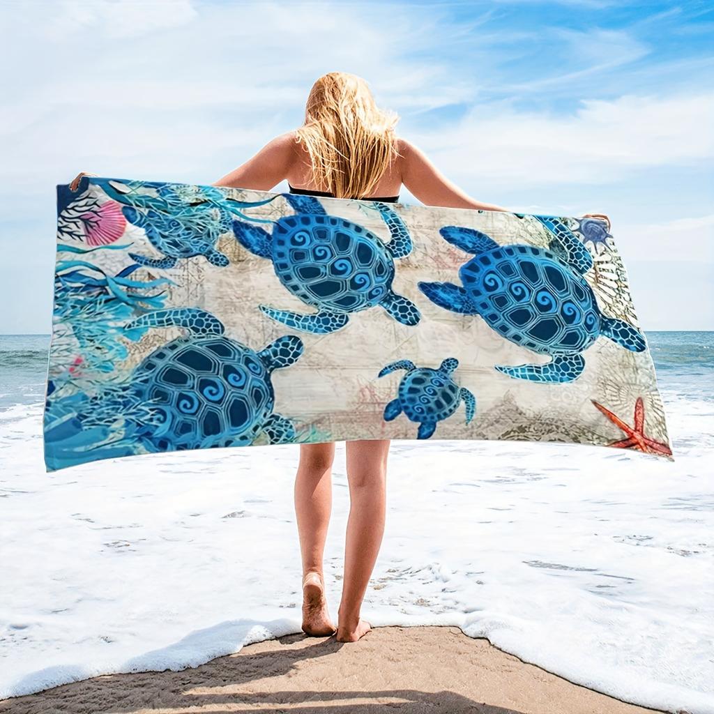 Exquisite Turtle Print Summer Beach Towel, Ideal for Vacation Pool Beach Men Women